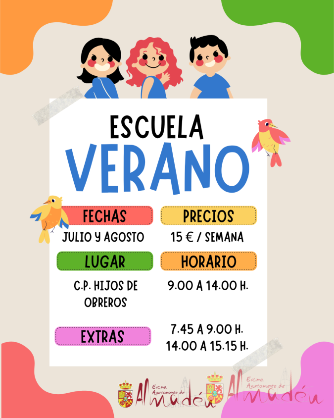 El Ayuntamiento de Almadén anuncia el lanzamiento de la Escuela de Verano