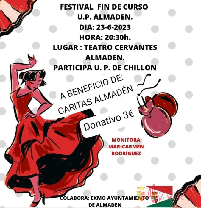 La Universidad Popular de Almadén celebra el Festival de Fin de Curso de Sevillanas y Castañuelas el 23 de junio